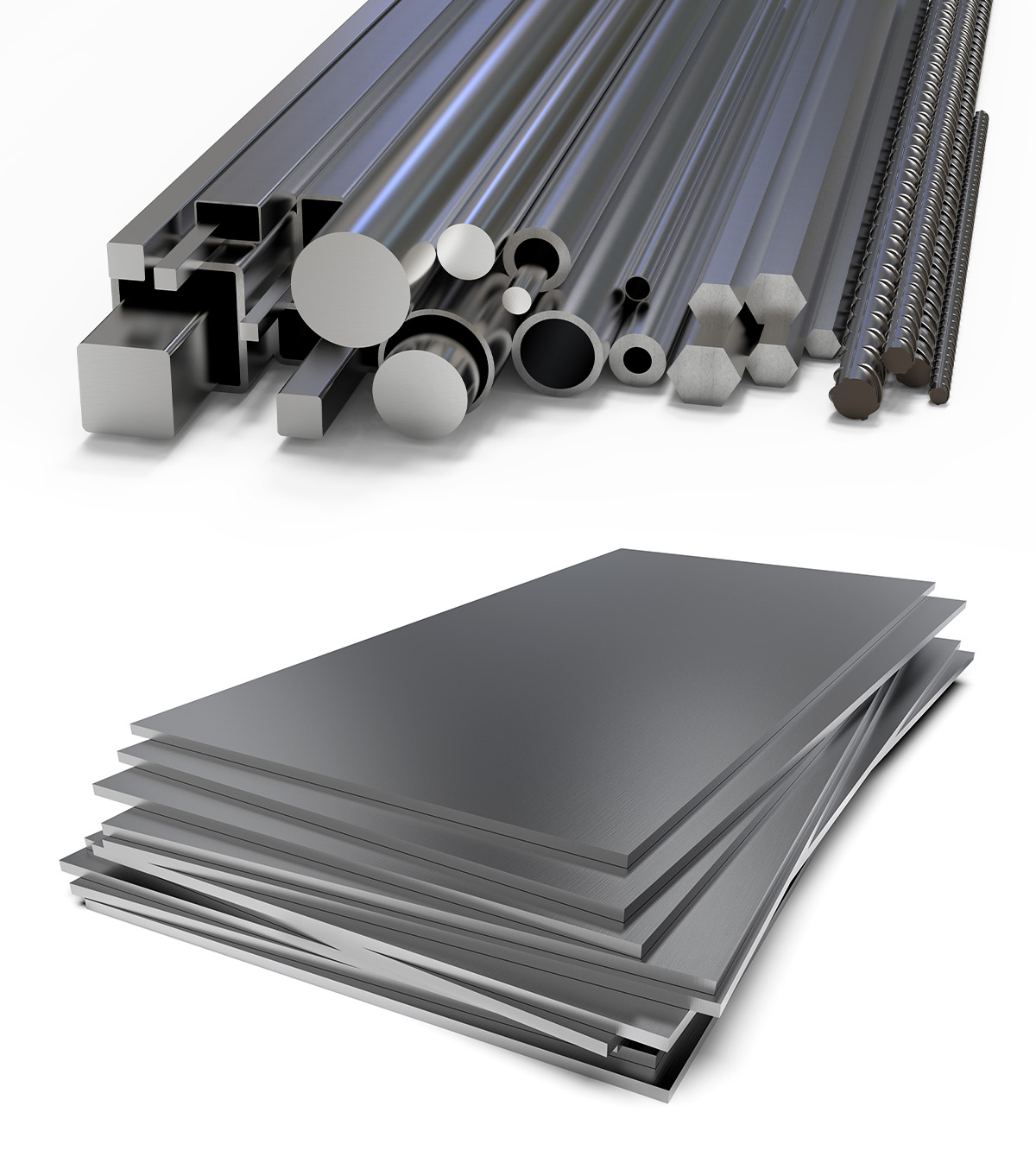 Steel tubes, rods and sheets